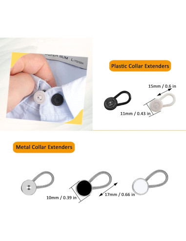 20 Extensores de Cuello THSIREE Flexibles para Camisas y Pantalones