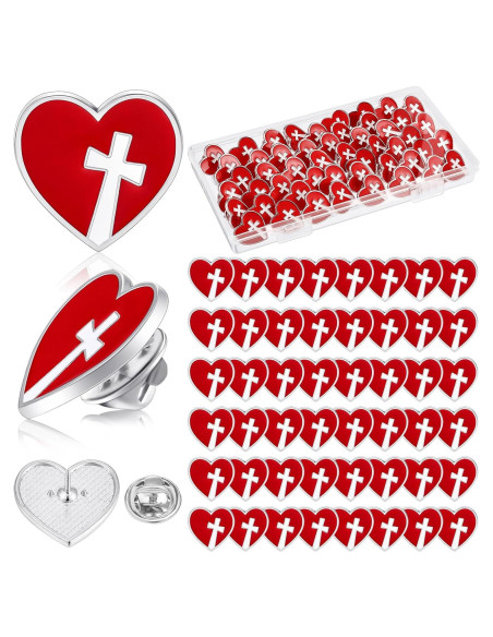 50 Pines Religiosos Corazón Rojo Sagrado Corazón de Jesús
