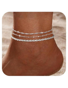 Conjunto de 3 Pulseras de Tobillo Risamil para Mujeres - Baño de Plata