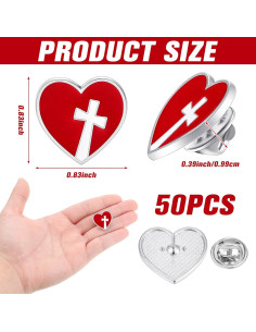 50 Pines Religiosos Corazón Rojo Sagrado Corazón de Jesús 2