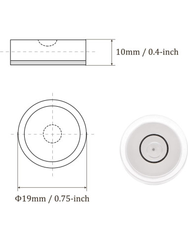 5 Piezas Nivel de Burbuja Circular Kozelo 10mm Blanco