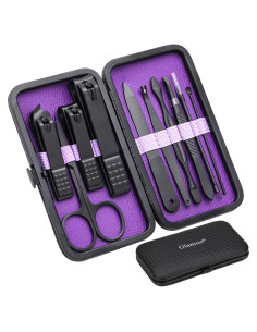 Juego de Manicura Profesional Glamne 10 en 1 Acero Inoxidable Púrpura