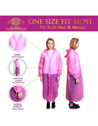 Ponchos de Lluvia Reutilizables Adultos 2 Pzs Impermeables Rosa