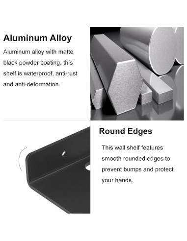 Estante Flotante de Aluminio NUTNAPH 10x12.7cm Negro