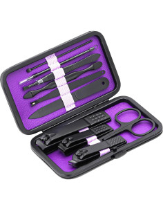 Juego de Manicura Profesional Glamne 10 en 1 Acero Inoxidable Púrpura 2