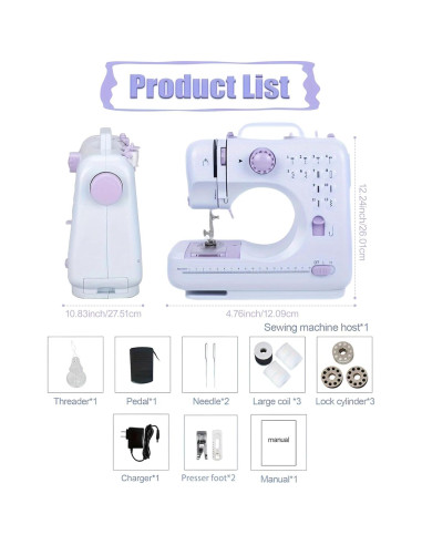 Máquina de Coser Eléctrica Portátil LoMoTive LMT-frj púrpura