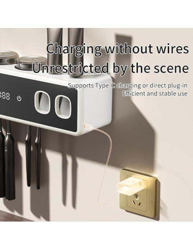 Soporte de Cepillo de Dientes Wekity Negro con Dispensador Automático