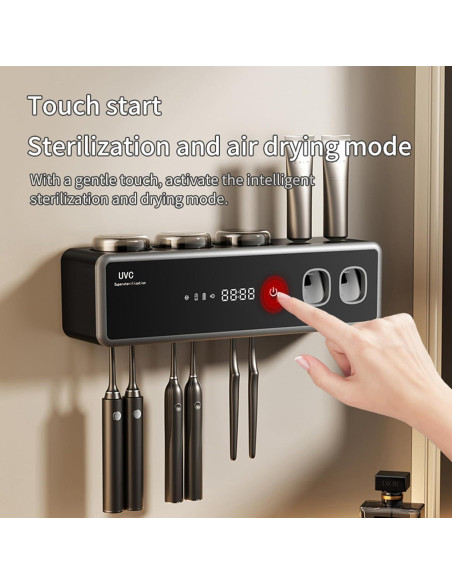 Soporte de Cepillo de Dientes Wekity Negro con Dispensador Automático