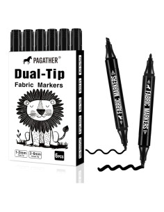 Marcadores de Tela Permanentes Pagather 6 Pzas Negro Doble Punta