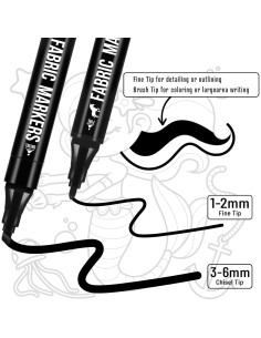 Marcadores de Tela Permanentes Pagather 6 Pzas Negro Doble Punta 2