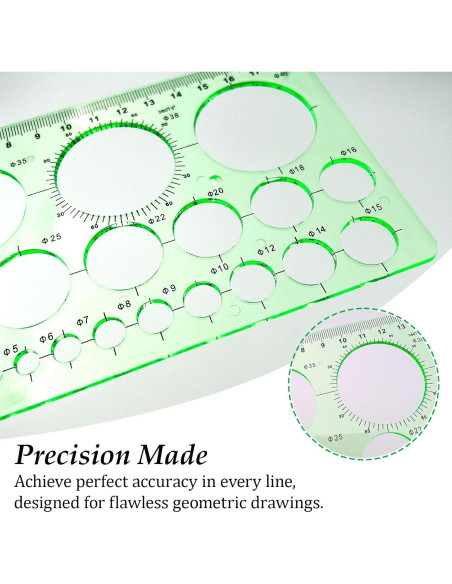 Plantillas de Círculo Ceemiaa - Paquete de 2 para Dibujo Geométrico