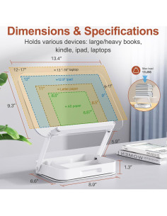 Soporte de Libro Acrílico Ajustable BYMECOST 34x23.6cm 2