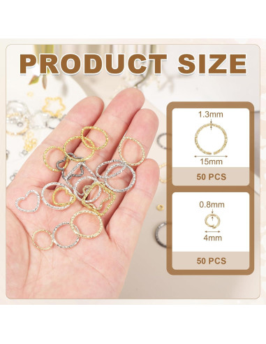 Kit 100 Anillas Abiertas y Retorcidas uxcell 4mm Oro K