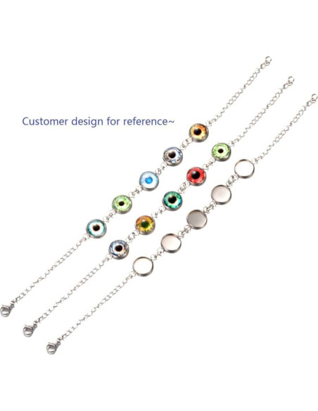 10 Paquetes de Pulseras de Acero Inoxidable 10 mm DIY Joyería