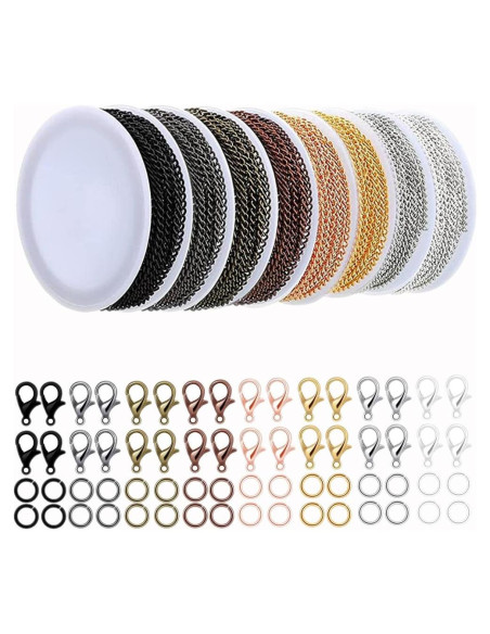 Kit de Fabricación de Joyas YZDTECH - Cadena 24.38 m, 8 Colores, 80 Cierres