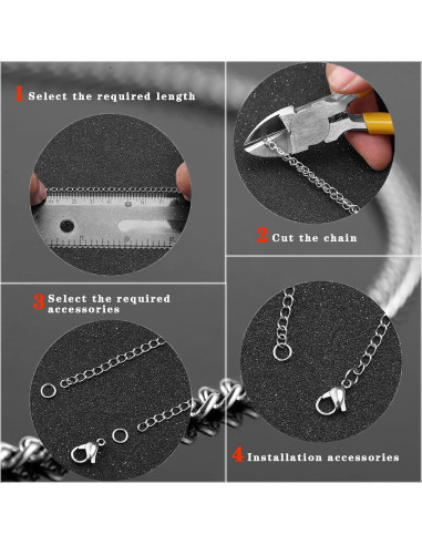 Kit de Fabricación de Joyas YZDTECH - Cadena 24.38 m, 8 Colores, 80 Cierres