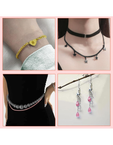 Kit de Fabricación de Joyas YZDTECH - Cadena 24.38 m, 8 Colores, 80 Cierres