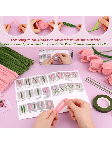 Kit de Manualidades UzecPk - Limpiapipas Rosa y Verde