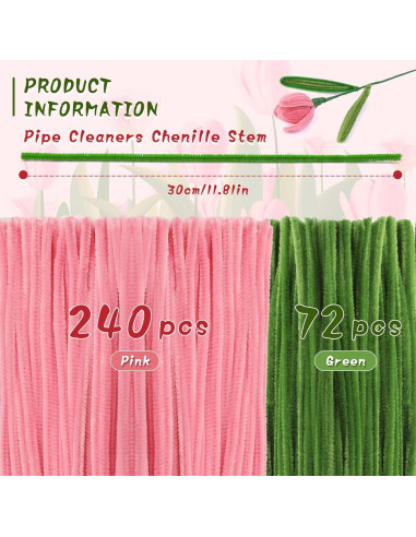 Kit de Manualidades UzecPk - Limpiapipas Rosa y Verde