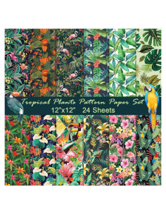 24 Hojas de Papel Tropical Sorkwo 30.48x30.48cm - 12 Diseños