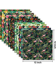 24 Hojas de Papel Tropical Sorkwo 30.48x30.48cm - 12 Diseños 2