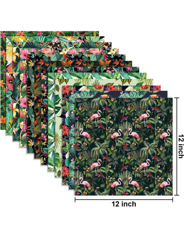 24 Hojas de Papel Tropical Sorkwo 30.48x30.48cm - 12 Diseños