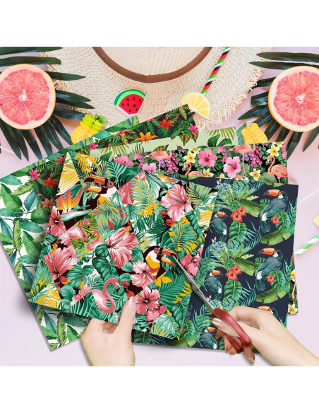 24 Hojas de Papel Tropical Sorkwo 30.48x30.48cm - 12 Diseños