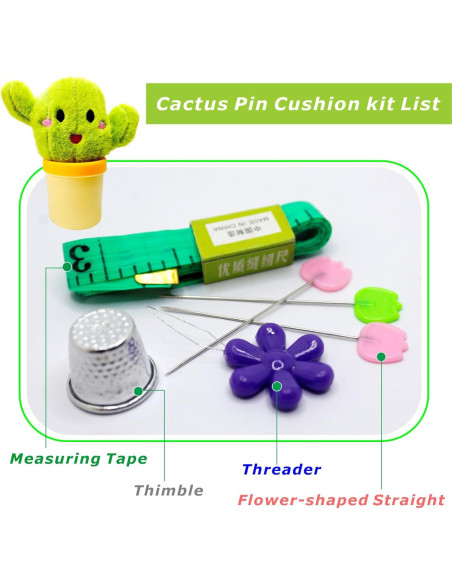 Juego de Costura Wefadingla Cactus con 50 Agujas y Accesorios