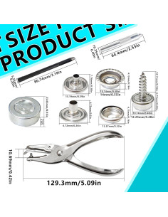 Kit de Botones de Lienzo 324 Piezas Acero Inoxidable DIY 2