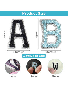 104 Piezas Letras Termoadhesivas Brillantes Willdone A-Z 2