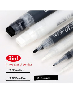 Marcadores Acrílicos ZEYAR, 6 Piezas, Punta Extra Fina y Jumbo 2