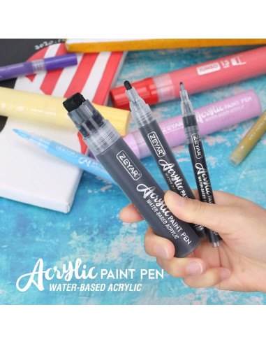 Marcadores Acrílicos ZEYAR, 6 Piezas, Punta Extra Fina y Jumbo