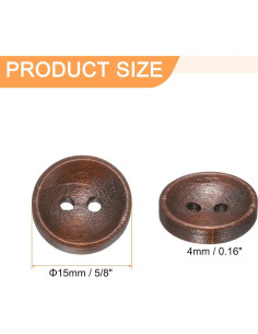 Botones de Costura de Madera HARFINGTON 10pcs 15mm Marrón 2