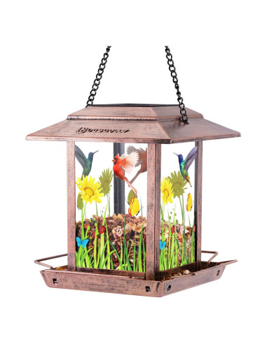 Comedero de Aves Solar DesGully 1.13 kg Metal Cobre Vintage