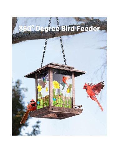 Comedero de Aves Solar DesGully 1.13 kg Metal Cobre Vintage