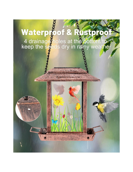 Comedero de Aves Solar DesGully 1.13 kg Metal Cobre Vintage