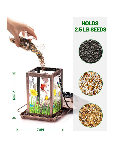 Comedero de Aves Solar DesGully 1.13 kg Metal Cobre Vintage