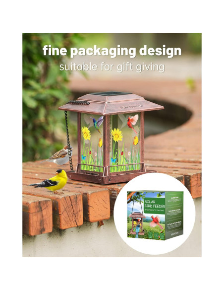 Comedero de Aves Solar DesGully 1.13 kg Metal Cobre Vintage