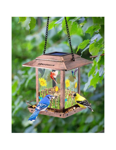 Comedero de Aves Solar DesGully 1.13 kg Metal Cobre Vintage