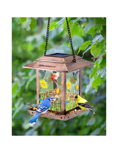 Comedero de Aves Solar DesGully 1.13 kg Metal Cobre Vintage