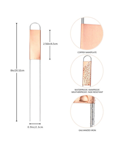 25 Etiquetas de Cobre para Plantas Wanapure 20.32 cm Reutilizables