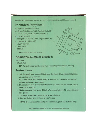 Kit de Manualidades Casa para Aves Hobby Lobby 14.6x13.3 cm