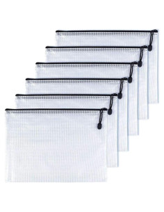 Bolsa de Documentos Oaimyy A5 Negra - 6 Pcs, Cremallera Malla