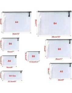 Bolsa de Documentos Oaimyy A5 Negra - 6 Pcs, Cremallera Malla 2