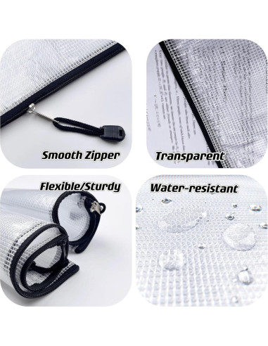 Bolsa de Documentos Oaimyy A5 Negra - 6 Pcs, Cremallera Malla