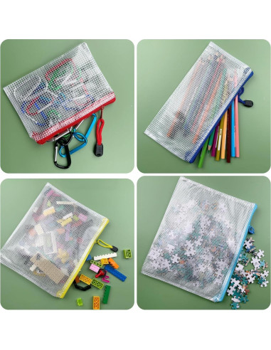 Bolsa de Documentos Oaimyy A5 Negra - 6 Pcs, Cremallera Malla