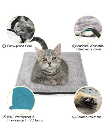 Cama Térmica para Gatos HXPLN con Almohadilla Removible 40x34cm