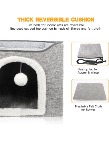 Cama Térmica para Gatos HXPLN con Almohadilla Removible 40x34cm