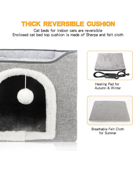 Cama Térmica para Gatos HXPLN con Almohadilla Removible 40x34cm