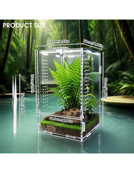 Terrario Acrílico para Reptiles GTSEEMUU 11x12x20 cm